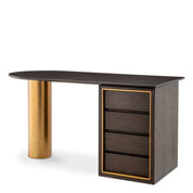Desk Del Rio mocha oak veneer brushed brass finish