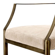 Dining Chair Scribe with arm dark brass greige velvet