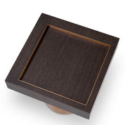 Side Table Otus square mocha oak veneer brushed brass finish