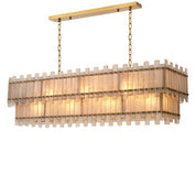 Chandelier Caprera rectangular antique brass finish