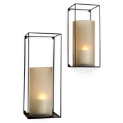 Wall Rack Deco rectangular black set of 2