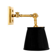 Lámpara de pared Wentworth Single, acabado dorado, incluye pantalla negra.