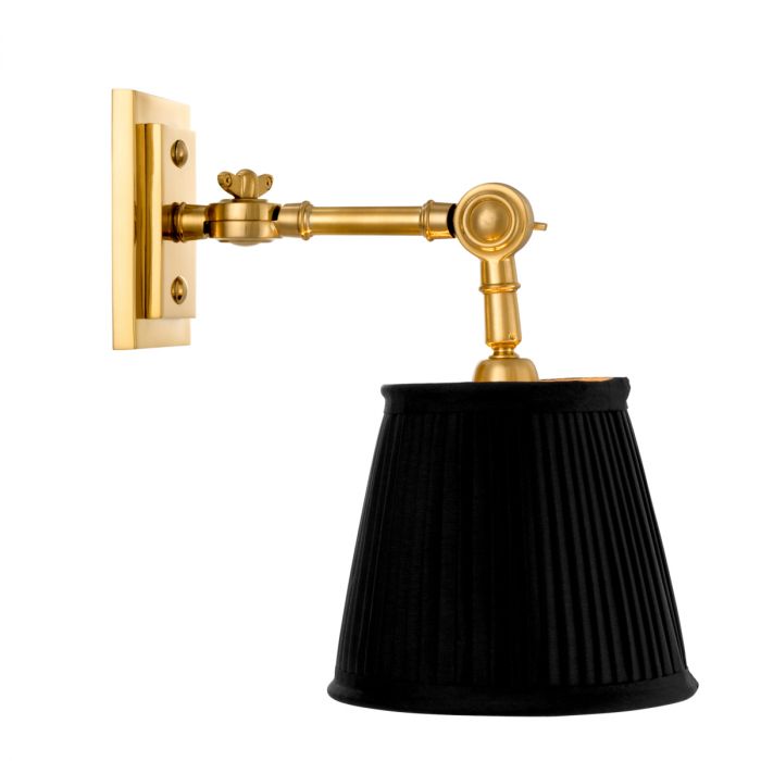 Lámpara de pared Wentworth Single, acabado dorado, incluye pantalla negra.