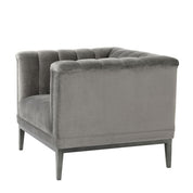 Silla Raffles Roche terciopelo gris marsopa