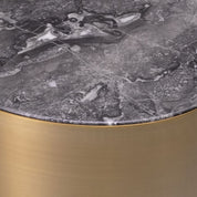 Side Table Porter oval brushed brass finish grey marble
