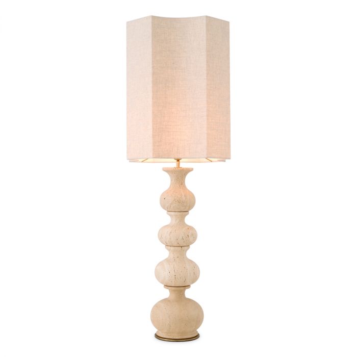 Lámpara de mesa Mabel travertino con pantalla