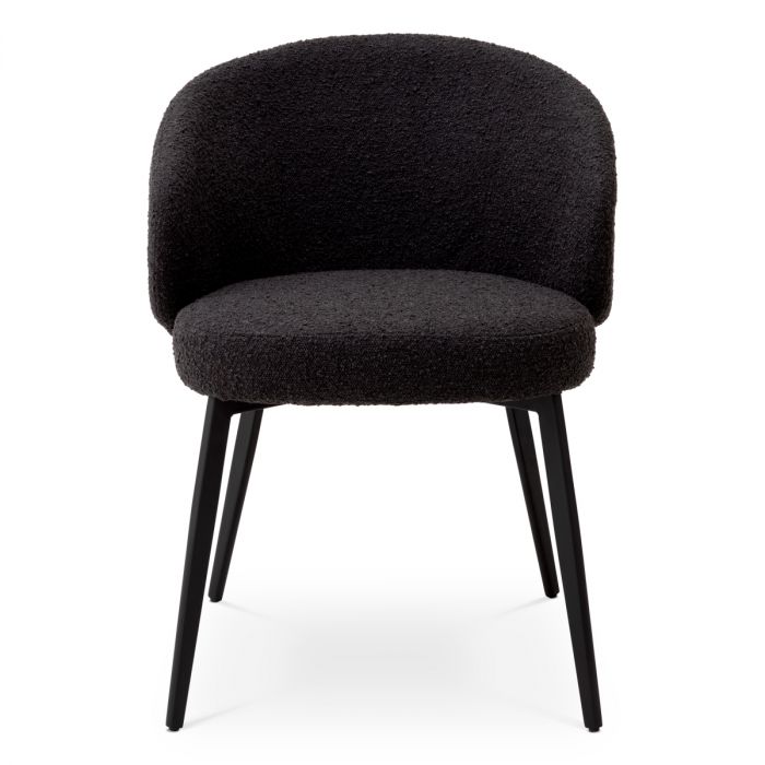 Dining Chair Lloyd with arm bouclé black set of 2