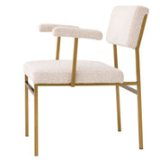 Chair Dunmore brushed brass finish bouclé cream