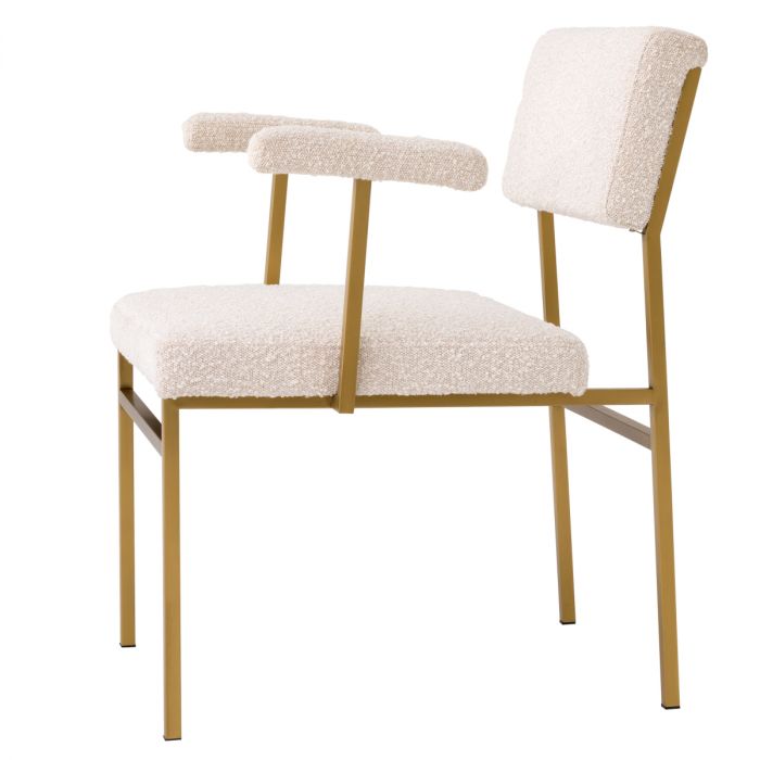 Chair Dunmore brushed brass finish bouclé cream