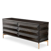 Drawer Dresser Denver mocha oak veneer brushed brass finish