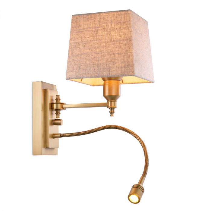 Wall Lamp Ellington antique brass finish incl shade