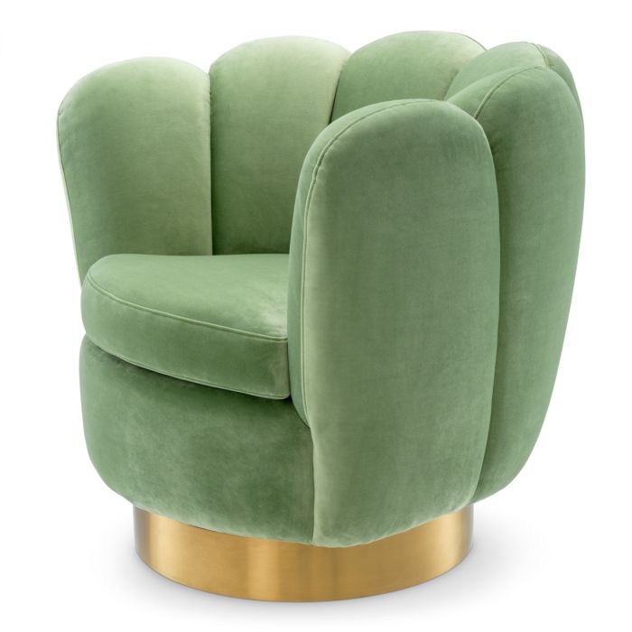 Silla giratoria Mirage savona terciopelo verde pistacho