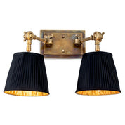 Wall Lamp Wentworth Double vintage brass finish incl black shades