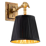 Wall Lamp Wentworth Single vintage brass finish incl black shade