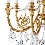 Lámpara de araña Duvaux con acabado dorado antiguo