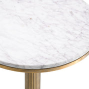 Side Table Tavolara vintage brass finish white marble