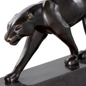 Pantherae bronze on marble base