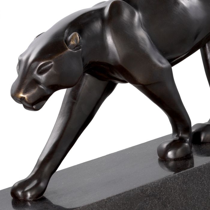 Pantherae bronze on marble base