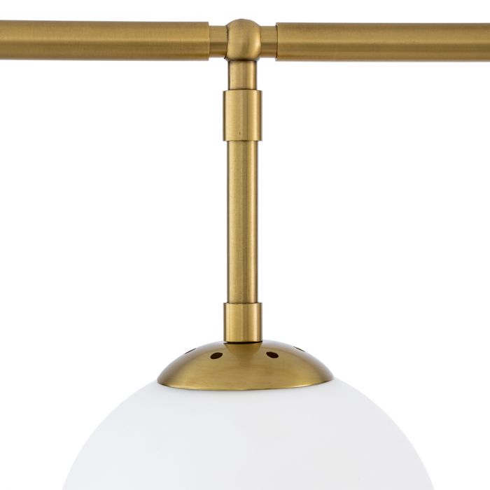 Chandelier Tara antique brass finish white glass