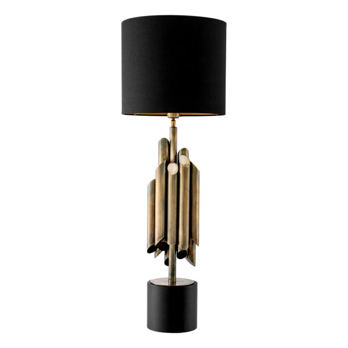 Table Lamp Beau Rivage Round vintage brass finish incl shade