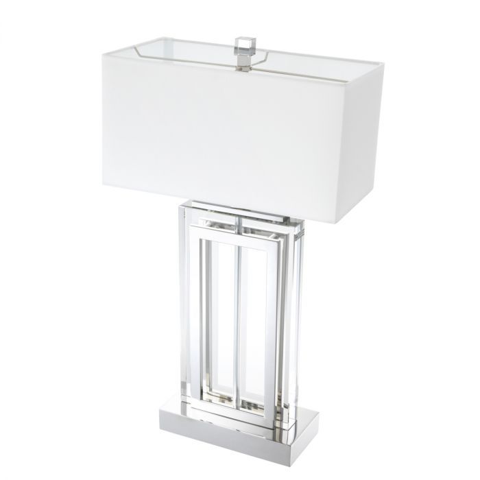 Table Lamp Arlington crystal nickel finish incl white shade