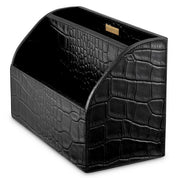 Desk Set Scaleo croco embossed black leather set of 3