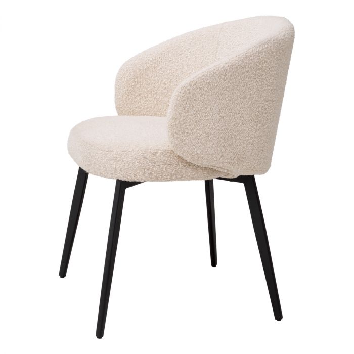 Silla de comedor Lloyd con brazo bouclé crema juego de 2