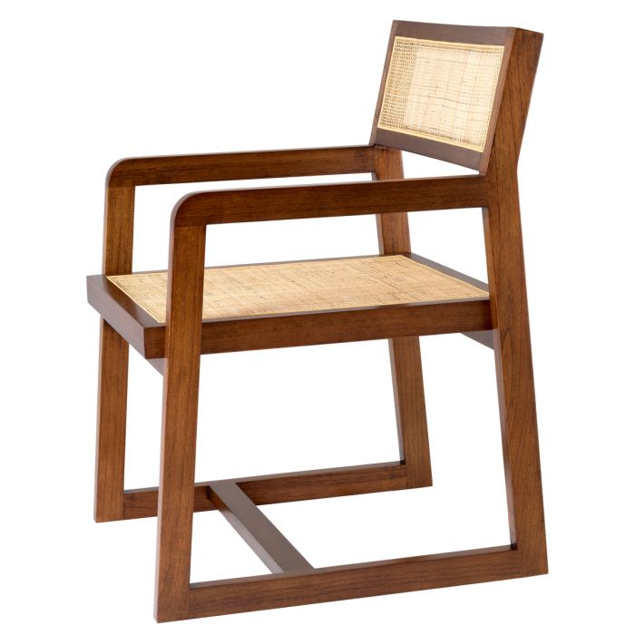 Silla de comedor Dinant clásica marrón