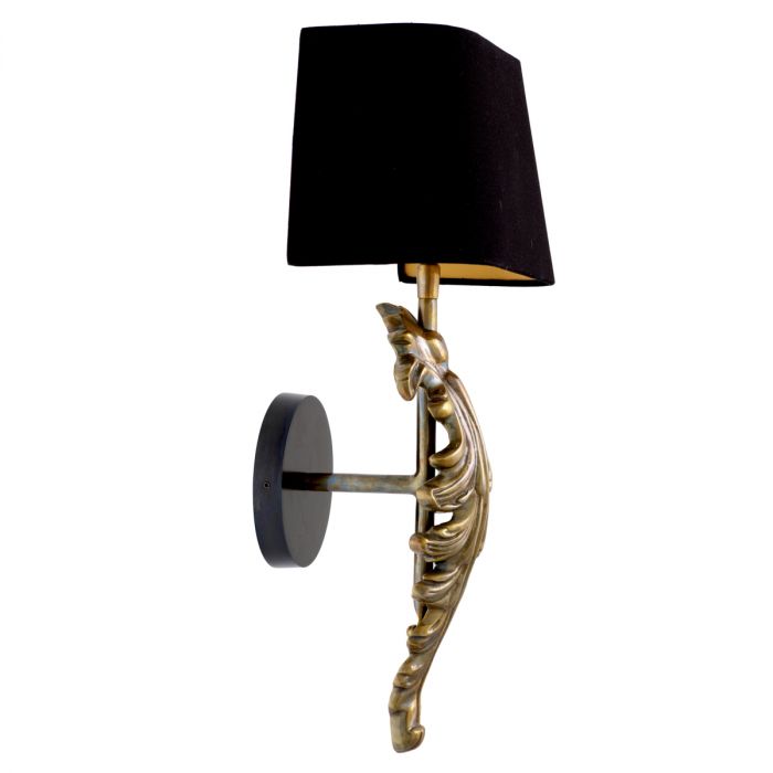 Wall Lamp Beau Site vintage brass finish incl black shade