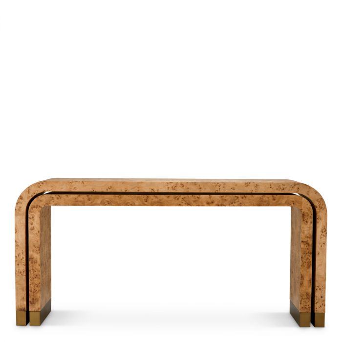 Console Table Quinton light brown mappa burl veneer set of 2