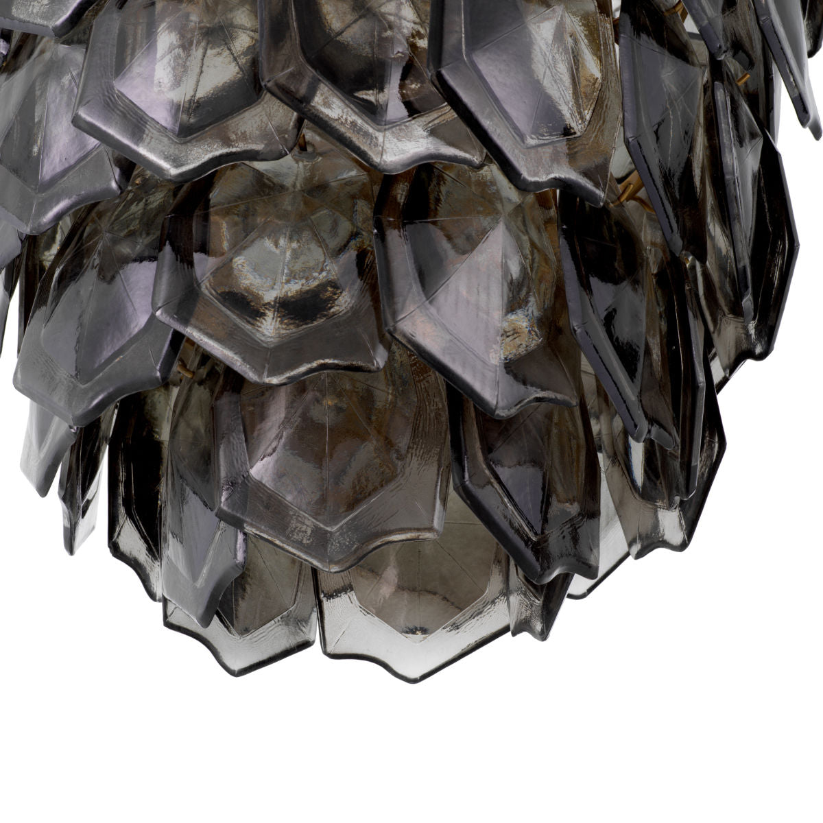 Chandelier Elias vintage brass finish smoke glass