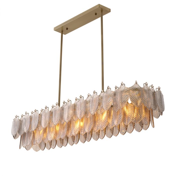 Chandelier Verbier rectangular light brushed brass finish
