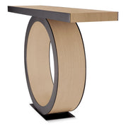 Mesa Consola Odis chapada en roble natural acabado bronce