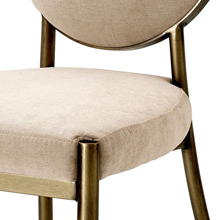 Dining Chair Scribe dark brass greige velvet