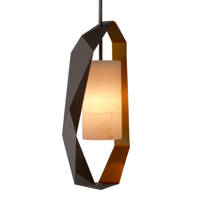 Chandelier Santos gunmetal finish incl alabaster
