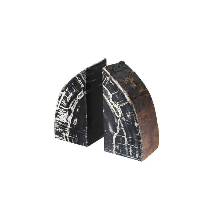 Sujetalibros Opia madera petrificada juego de 2