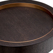 Side Table Otus round mocha oak veneer brushed brass finish