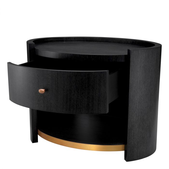 Nightstand Rosemberg charcoal grey oak veneer