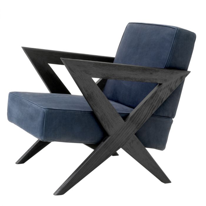 Chair Felippe black oak blue nubuck