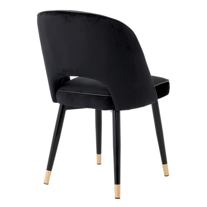 Silla de comedor Cliff Roche terciopelo negro juego de 2