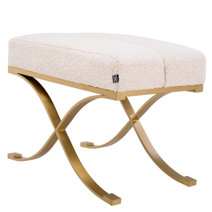 Stool Adonia brushed brass finish bouclé cream