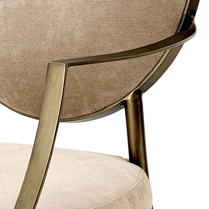 Dining Chair Scribe with arm dark brass greige velvet