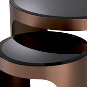Side Table Piemonte brushed copper finish set of 2