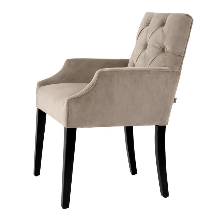 Silla de comedor Atena con brazo terciopelo gris savona