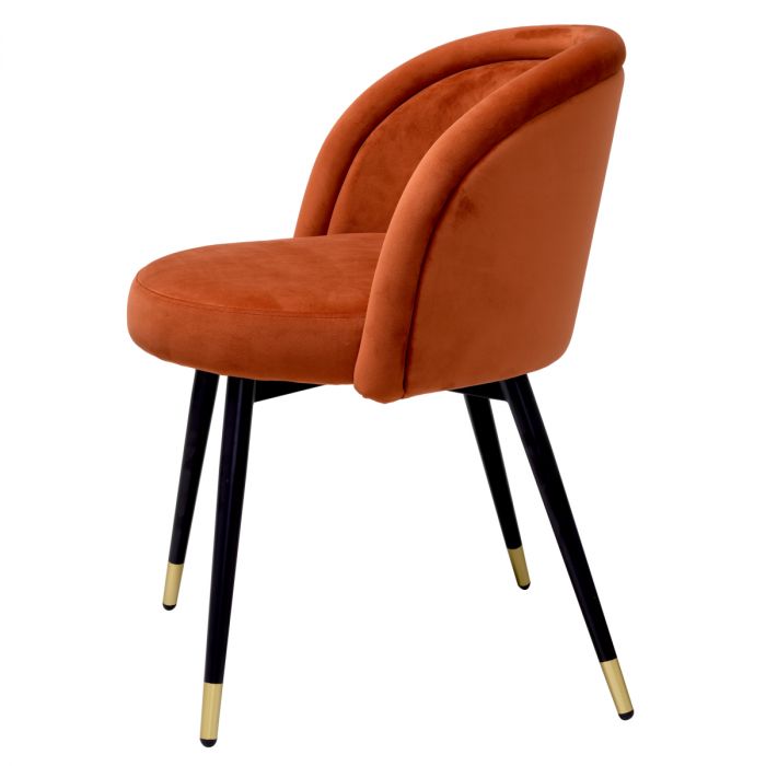 Silla de comedor Chloé savona terciopelo naranja juego de 2
