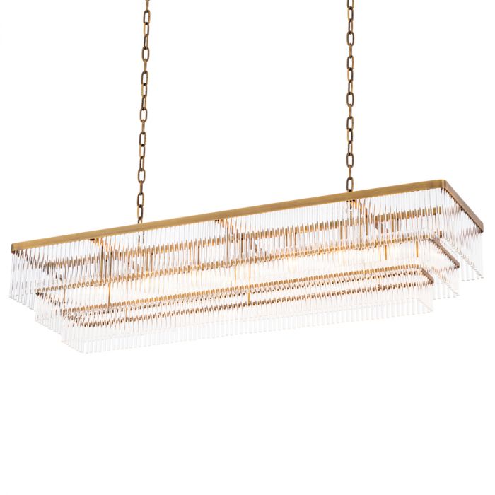 Chandelier East rectangular antique brass finish