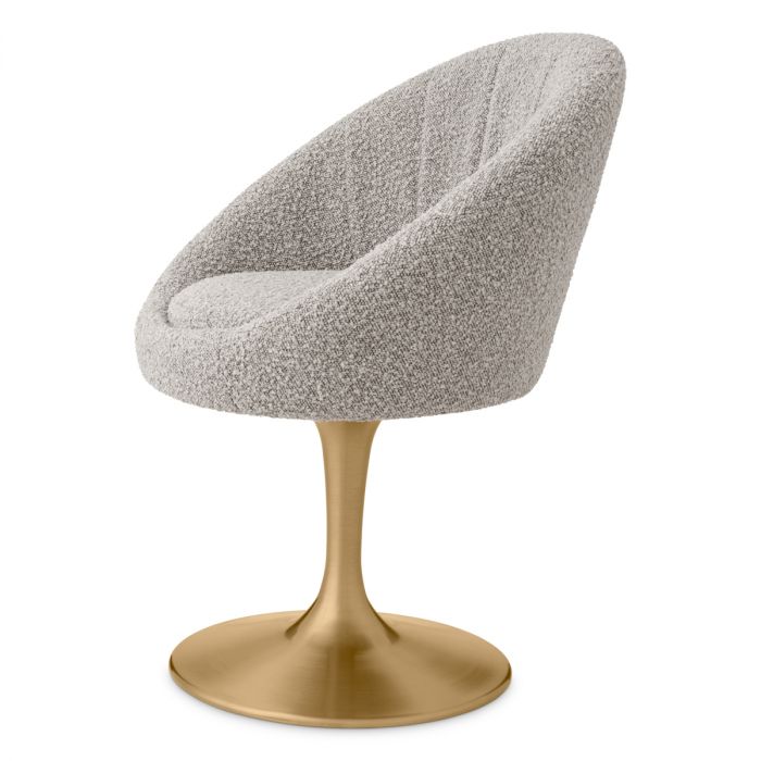 Silla de comedor O'Neill bouclé acabado latón cepillado gris