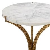 Side Table Emmeline vintage brass finish white marble