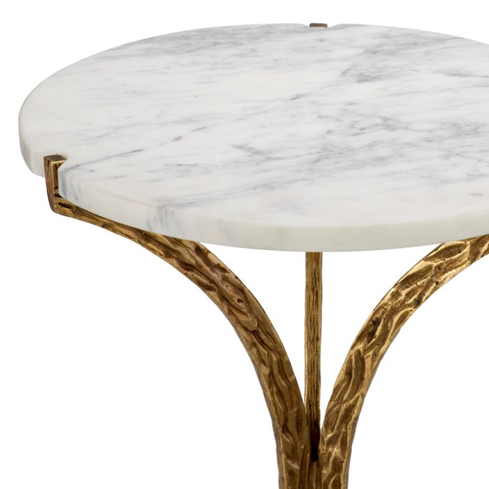 Side Table Emmeline vintage brass finish white marble