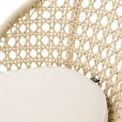 Taburete de exterior Trinity con tejido de flores color crema y blanco roto